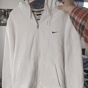 Nike White Fleece Zip Up Hoodie
